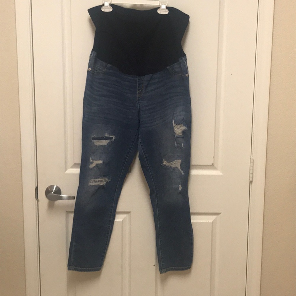 Liz Lange ankle skinny distressed jeans size Large